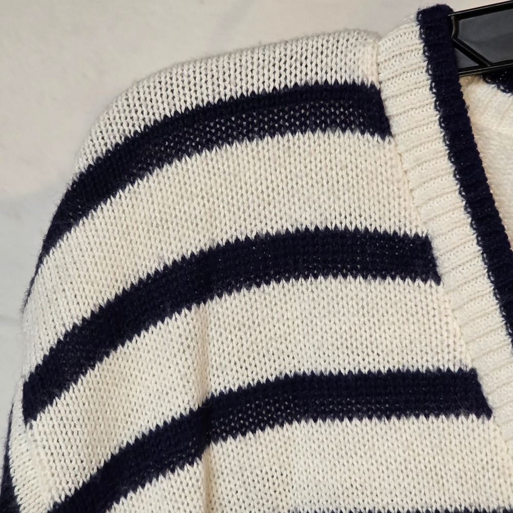 Alfred Dunner Anchor Striped Sailor Girl Sweater Womens Large Nautical Navy - Picture 2 of 9